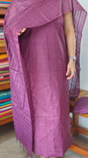 Wine Purple Semi Tussar Silk Suit - EAY6
