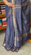 Dark Blue Mini Check Semi Silk Saree - BGR8