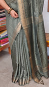 Fern Green Mini Check Semi Silk Saree - BGR8