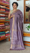 Dusty Lavender Mini Checks Semi Silk Saree - BGR8