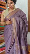 Dusty Lavender Mini Checks Semi Silk Saree - BGR8