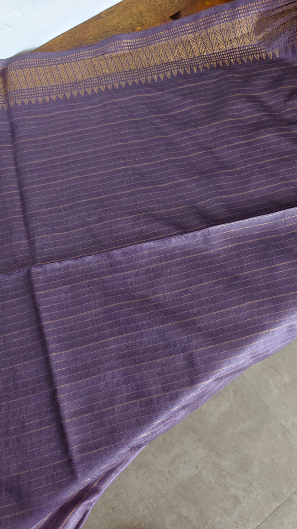 Dusty Lavender Mini Checks Semi Silk Saree - BGR8