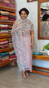 Pink and White Floral Kota Doria Suit - GD331
