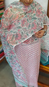 Pink and White Floral Kota Doria Suit - GD331