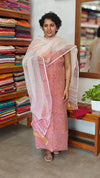 Peach Pink and Off White Kota Doria Suit - GD331