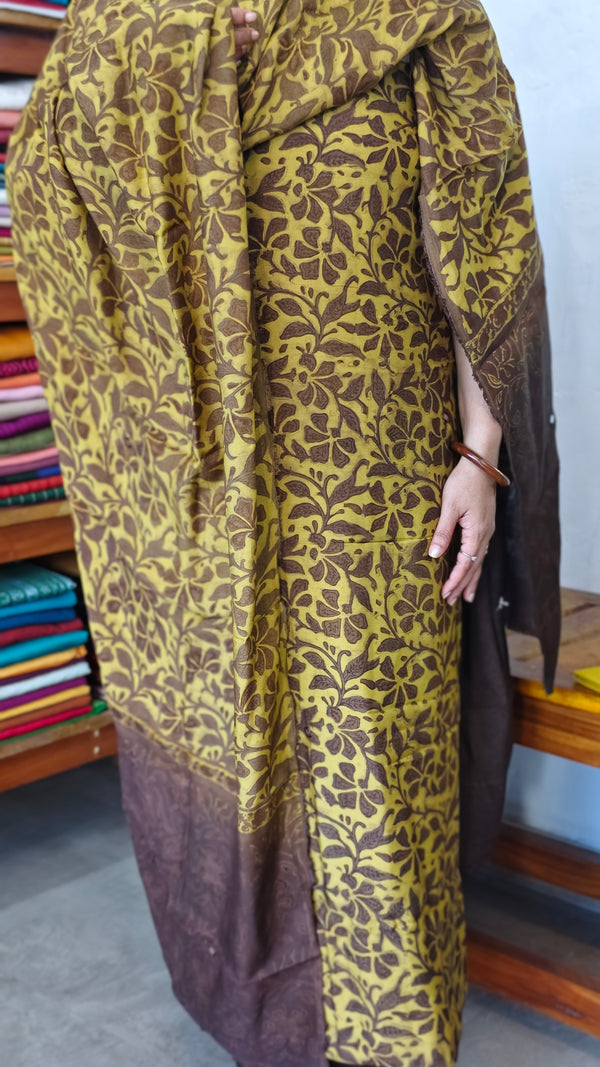 Brown and Mustard Printed Modal Cotton Suit