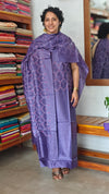 Purple Embroidered Tussar Silk Suit - CC31