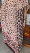 Black, Beige and Brick Red Block printed cotton suit