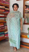 Aqua Blue Chanderi Suit with Kota Doria Dupatta