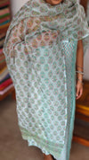Aqua Blue Chanderi Suit with Kota Doria Dupatta