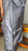 Lavender Blue Tussar Silk Saree - ADX22