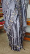 Lavender Blue Tussar Silk Saree - ADX22