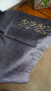 Lavender Blue Tussar Silk Saree - ADX22