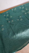 Emerald Green Embroidered Tussar Silk Saree - ADX28