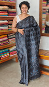 Black Embroidered Tussar Silk Saree - ADR28
