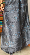 Black Embroidered Tussar Silk Saree - ADR28
