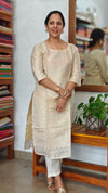 Beige and Gold Tissue Kurti