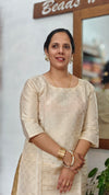 Beige and Gold Tissue Kurti