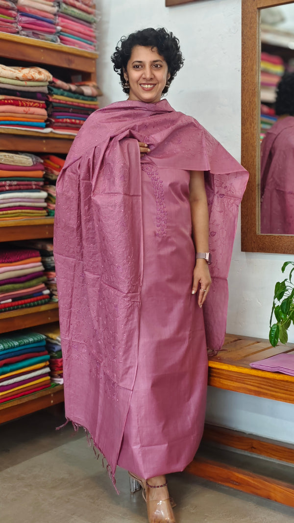 Mauve Bamboo Silk Suit