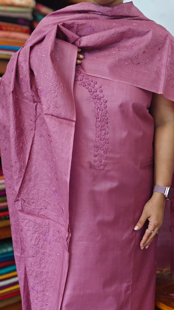 Mauve Bamboo Silk Suit