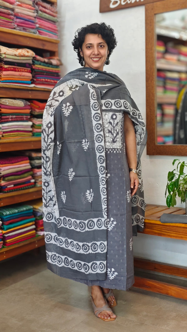 Grey Batik Printed Cotton Suit