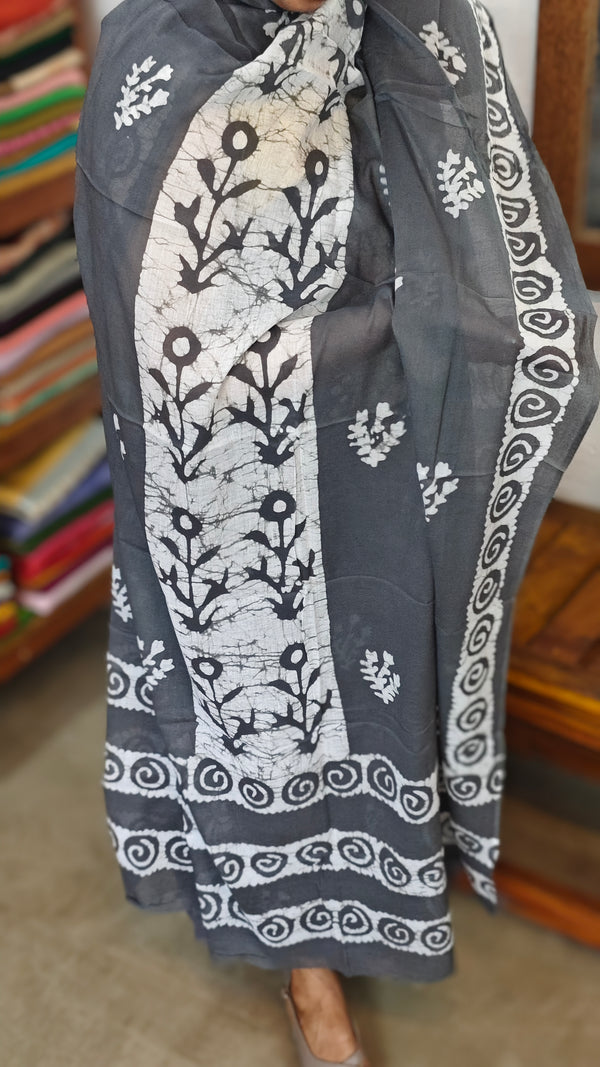 Grey Batik Printed Cotton Suit