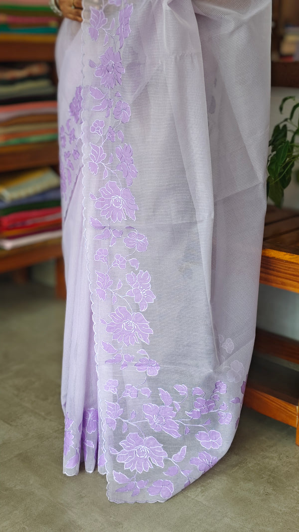 Lavender Net Kota Saree with Applique Work - EP25