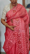 Light peach tussar jamdani saree - ZE38