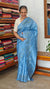 Maya Blue Tussar Silk Saree with Cross Stitch Embroidery - BCA45