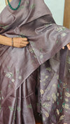 Dark Mauve Purple Tussar Silk Saree