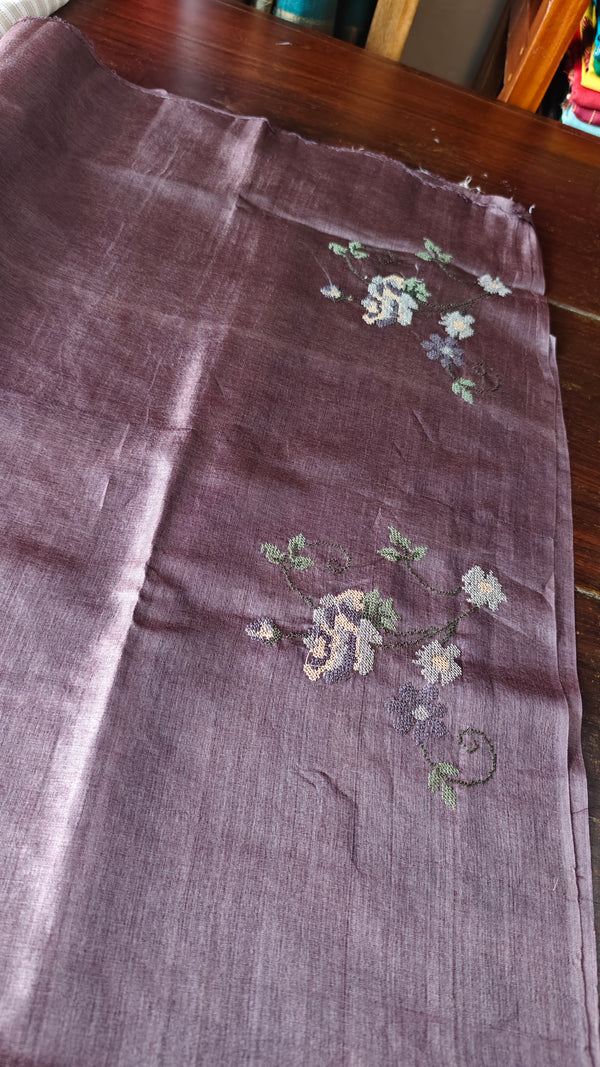 Dark Mauve Purple Tussar Silk Saree