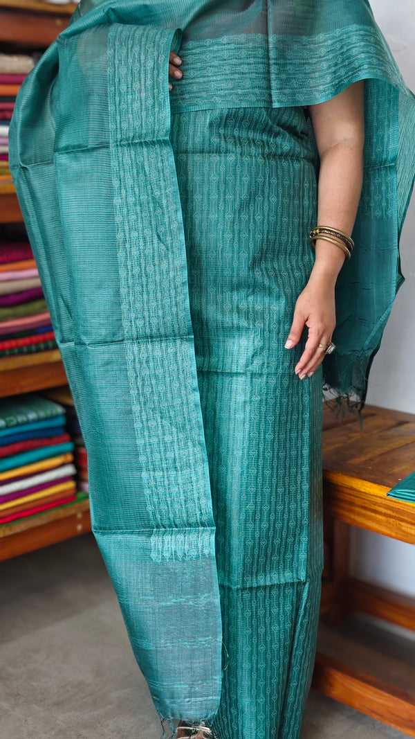 Dark Teal Noel Tussar Silk Suit - MNT4