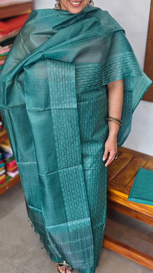 Dark Teal Noel Tussar Silk Suit - MNT4