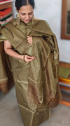 Olive Green Noel Tussar Silk Suit - MNT4