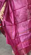 Hot Pink Printed Tussar Silk Suit - PTS25