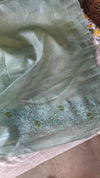 Sea Green embroidered Tussar Silk Saree