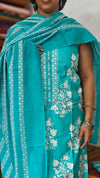 Firozi Blue Cotton Printed Suit