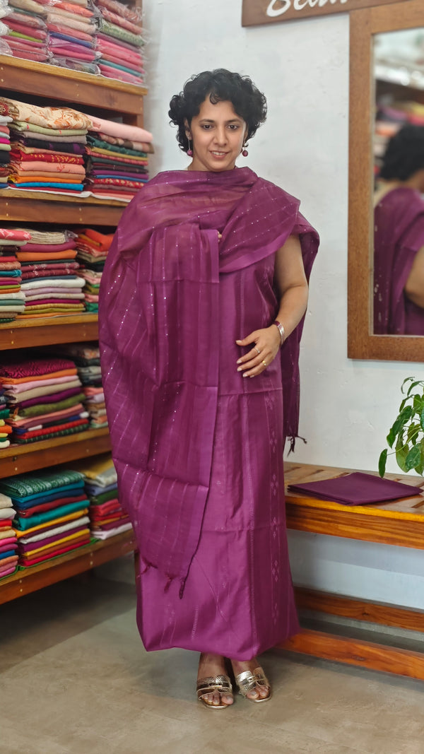 Grape Wine Semi Silk Suit - EAY6