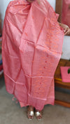 Dark Peach Embroidered Tussar Silk Suit