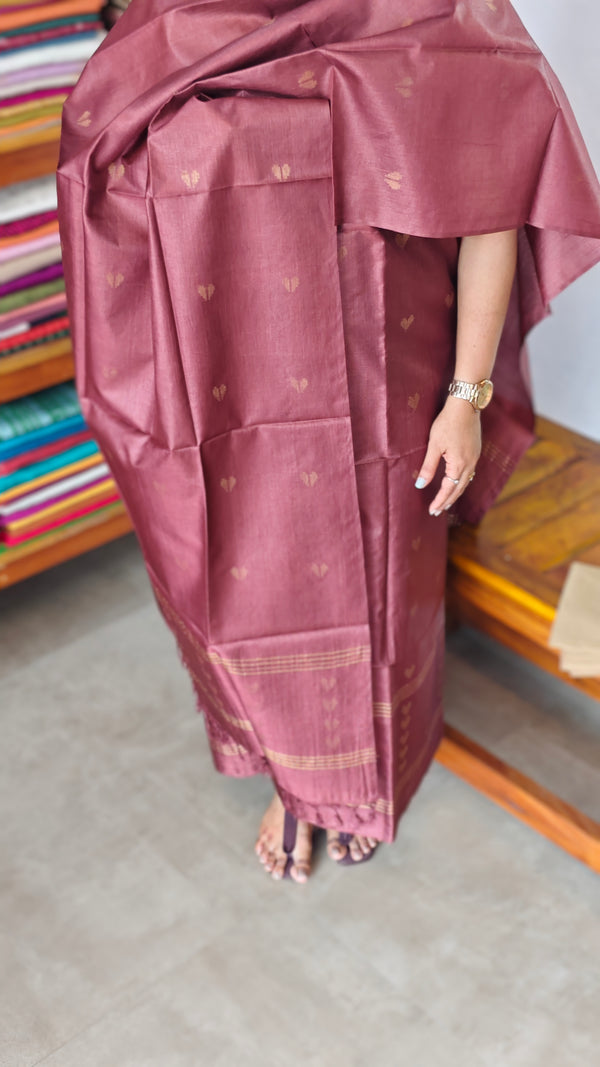 Deep Maroon Tussar Silk Suit - PT18
