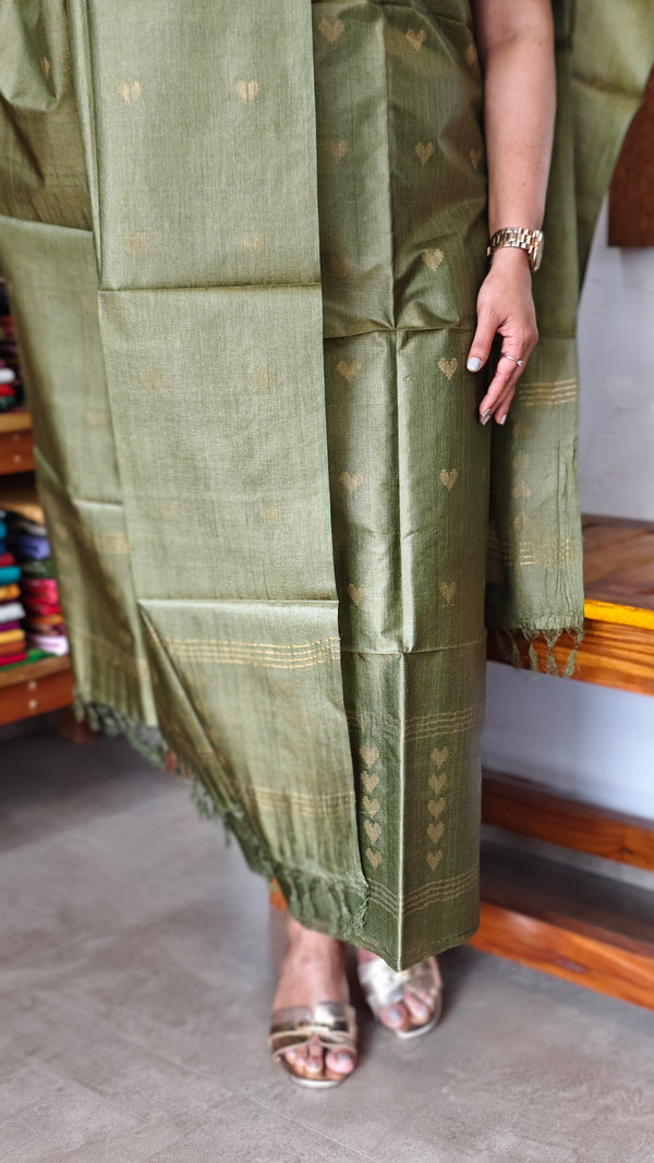 Basil Green Tussar silk Suit - PT18