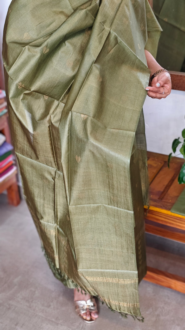 Basil Green Tussar silk Suit - PT18