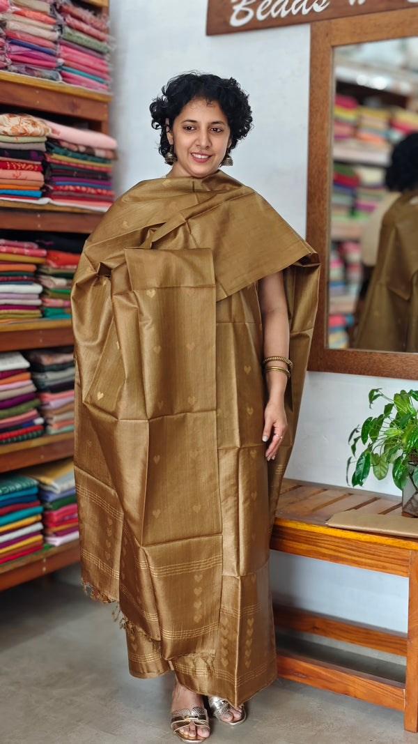 Mustard Brown Tussar Silk Suit - PT18