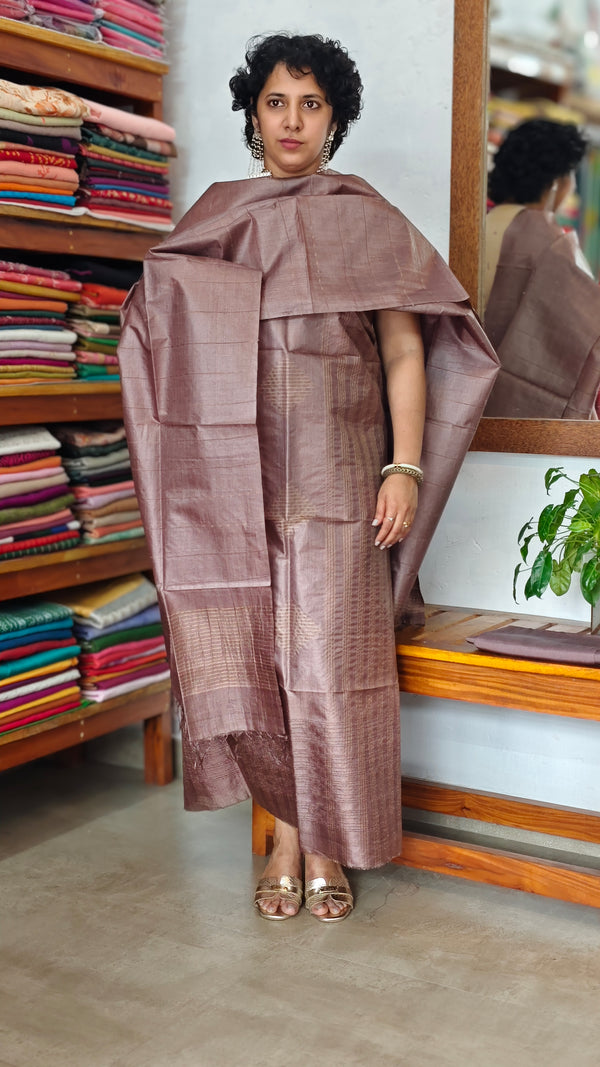 Muted Mauve Woven Tussar Silk Suit - BCE3