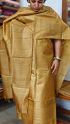 Golden Mustard Woven Tussar Silk Suit - BCE3