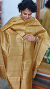 Golden Mustard Woven Tussar Silk Suit - BCE3