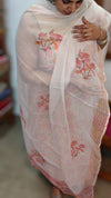 Peach and Mustard Cotton Suit with Kota Doria Dupatta