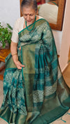 Peacock Green Chanderi Banarasi Saree