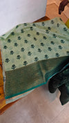 Peacock Green Chanderi Banarasi Saree