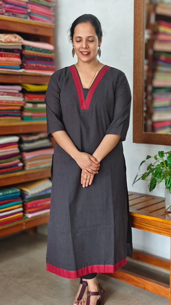 Black and Red Cotton Kurti